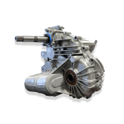 A professionally rebuilt 2015-2019 Polaris RZR 1000 HL transmission, featuring an upgraded snorkel gear and turf delete.