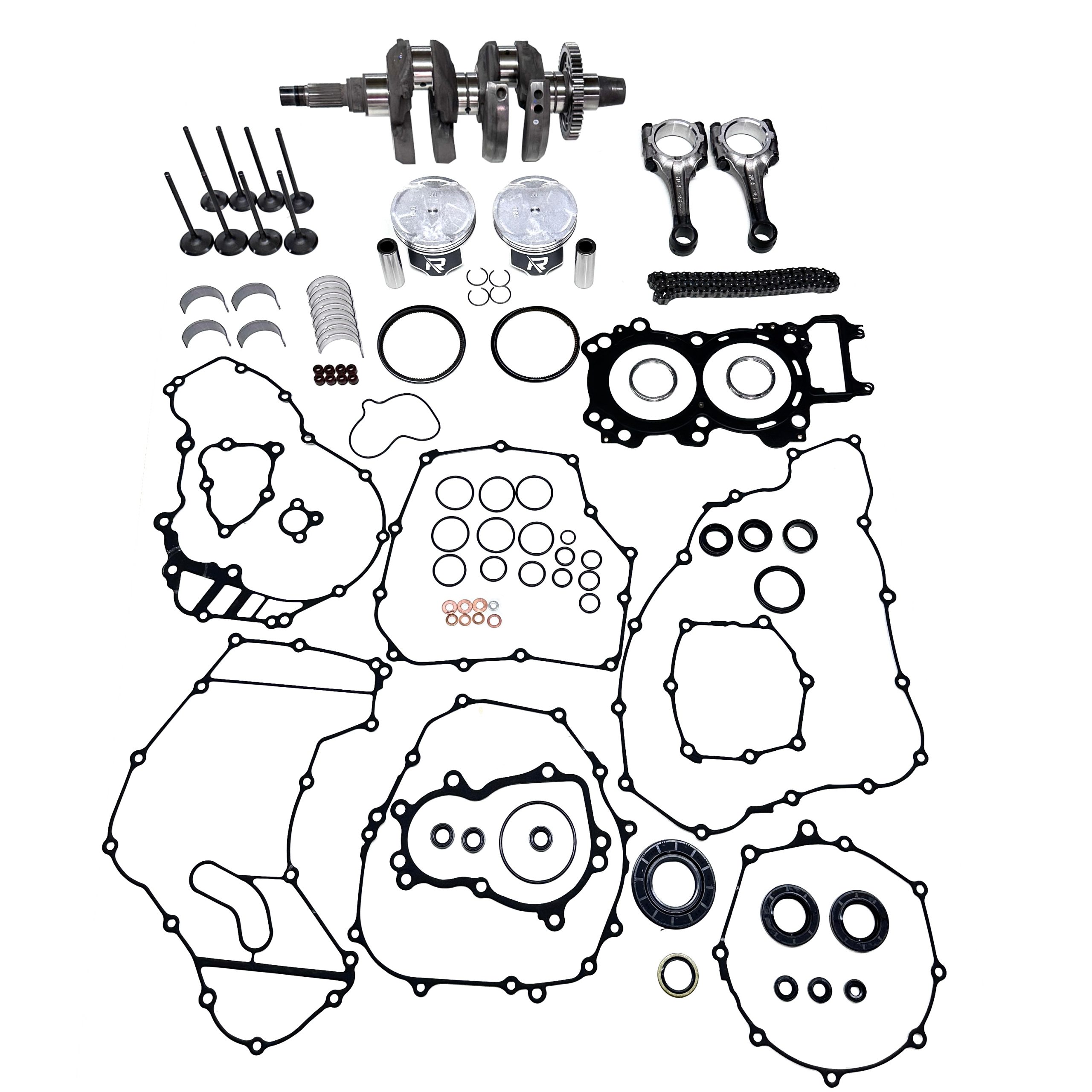 Honda Talon 1000 Master Engine Rebuild Kit 2019–2025 — includes crankshaft 13300-HL6-A00, connecting rods 13210-MJP-G50, piston kits 13101-HL4-000, cam chain 14401-MJP-G51, bearings 13216-MJP-G51 & 13216-MJP-003, gasket 06112-HL4-010, intake valves 14711-HL4-000, exhaust valves 14712-HL4-000.